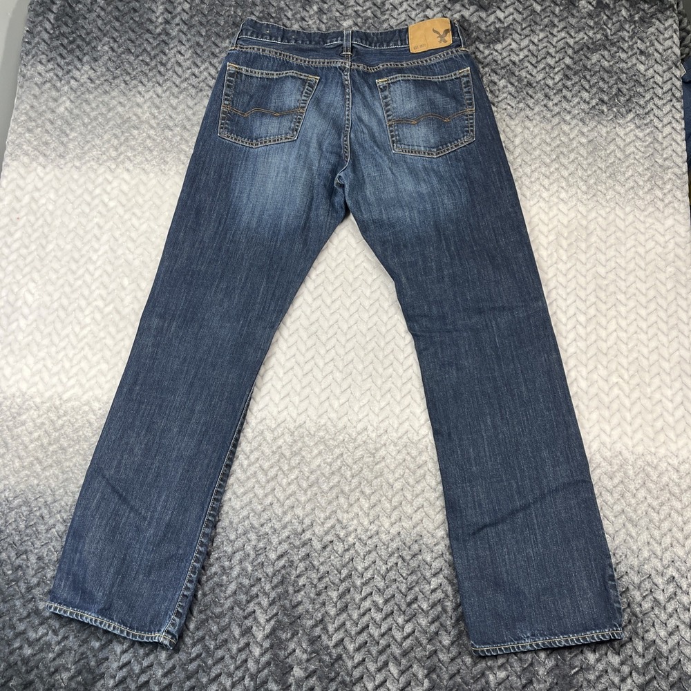 American Eagle Jeans Mens Actual W34 L33" Dark Wash Original Straight Leg - Picture 7 of 13